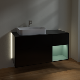 Тумба под раковину Villeroy & Boch Finion 120х50,1 см с подсветкой МДФ черный матовый лак/стекло черное матовое G402GMPD