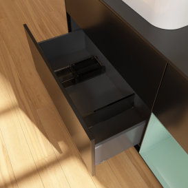 Тумба под раковину Villeroy & Boch Finion 120х50,1 см с подсветкой МДФ черный матовый лак/стекло черное матовое G402GMPD