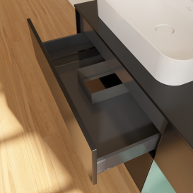 Тумба под раковину Villeroy & Boch Finion 120х50,1 см с подсветкой МДФ черный матовый лак/стекло черное матовое G402GMPD