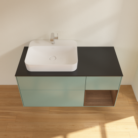 Тумба под раковину Villeroy & Boch Finion 120х50,1 см с подсветкой МДФ оливковый матовый лак/стекло черное матовое G402GNGM