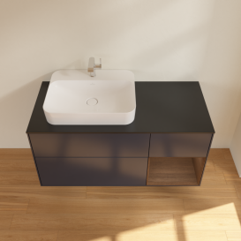 Тумба под раковину Villeroy & Boch Finion 120х50,1 см с подсветкой МДФ темно-синий матовый лак/стекло черное матовое G402GNHG