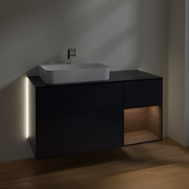 Тумба под раковину Villeroy & Boch Finion 120х50,1 см с подсветкой МДФ темно-синий матовый лак/стекло черное матовое G402GNHG