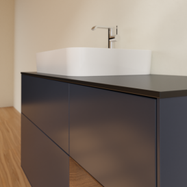 Тумба под раковину Villeroy & Boch Finion 120х50,1 см с подсветкой МДФ темно-синий матовый лак/стекло черное матовое G402GNHG