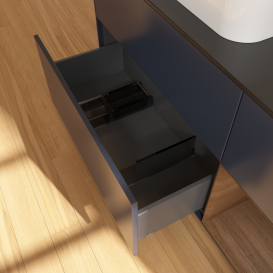 Тумба под раковину Villeroy & Boch Finion 120х50,1 см с подсветкой МДФ темно-синий матовый лак/стекло черное матовое G402GNHG