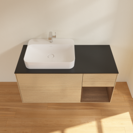 Тумба под раковину Villeroy & Boch Finion 120х50,1 см с подсветкой МДФ шпон дуба/стекло черное матовое G402GNPC