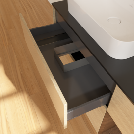 Тумба под раковину Villeroy & Boch Finion 120х50,1 см с подсветкой МДФ шпон дуба/стекло черное матовое G402GNPC