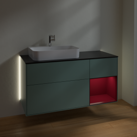 Тумба под раковину Villeroy & Boch Finion 120х50,1 см с подсветкой МДФ оливковый матовый лак/стекло черное матовое G402HBGM