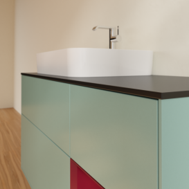 Тумба под раковину Villeroy & Boch Finion 120х50,1 см с подсветкой МДФ оливковый матовый лак/стекло черное матовое G402HBGM