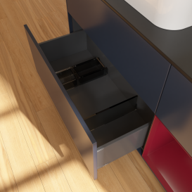 Тумба под раковину Villeroy & Boch Finion 120х50,1 см с подсветкой МДФ темно-синий матовый лак/стекло черное матовое G402HBHG