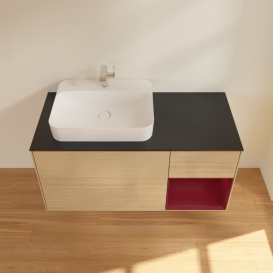 Тумба под раковину Villeroy & Boch Finion 120х50,1 см с подсветкой МДФ шпон дуба/стекло черное матовое G402HBPC