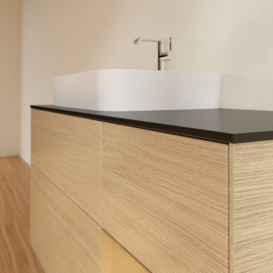 Тумба под раковину Villeroy & Boch Finion 120х50,1 см с подсветкой МДФ шпон дуба/стекло черное матовое G402HFPC