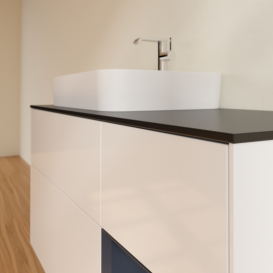 Тумба под раковину Villeroy & Boch Finion 120х50,1 см с подсветкой МДФ глянцевый белый лак/стекло черное матовое G402HGGF