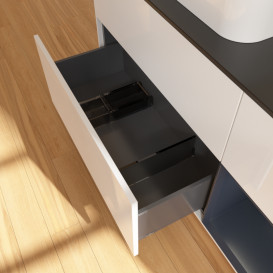 Тумба под раковину Villeroy & Boch Finion 120х50,1 см с подсветкой МДФ глянцевый белый лак/стекло черное матовое G402HGGF