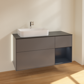 Тумба под раковину Villeroy & Boch Finion 120х50,1 см с подсветкой МДФ антрацит матовый лак/стекло черное матовое G402HGGK