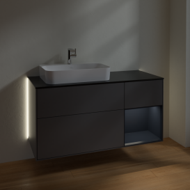 Тумба под раковину Villeroy & Boch Finion 120х50,1 см с подсветкой МДФ антрацит матовый лак/стекло черное матовое G402HGGK