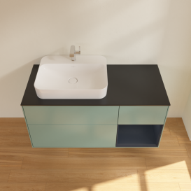 Тумба под раковину Villeroy & Boch Finion 120х50,1 см с подсветкой МДФ оливковый матовый лак/стекло черное матовое G402HGGM