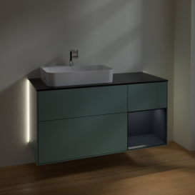 Тумба под раковину Villeroy & Boch Finion 120х50,1 см с подсветкой МДФ оливковый матовый лак/стекло черное матовое G402HGGM