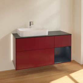 Тумба под раковину Villeroy & Boch Finion 120х50,1 см с подсветкой МДФ пион матовый лак/стекло черное матовое G402HGHB