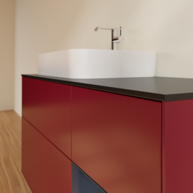 Тумба под раковину Villeroy & Boch Finion 120х50,1 см с подсветкой МДФ пион матовый лак/стекло черное матовое G402HGHB