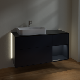Тумба под раковину Villeroy & Boch Finion 120х50,1 см с подсветкой МДФ темно-синий матовый лак/стекло черное матовое G402HGHG
