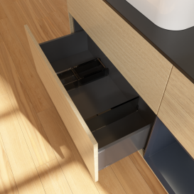 Тумба под раковину Villeroy & Boch Finion 120х50,1 см с подсветкой МДФ шпон дуба/стекло черное матовое G402HGPC