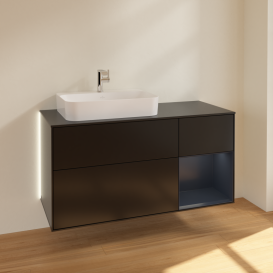 Тумба под раковину Villeroy & Boch Finion 120х50,1 см с подсветкой МДФ черный матовый лак/стекло черное матовое G402HGPD