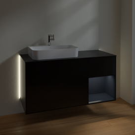 Тумба под раковину Villeroy & Boch Finion 120х50,1 см с подсветкой МДФ черный матовый лак/стекло черное матовое G402HGPD