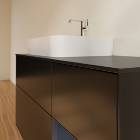 Тумба под раковину Villeroy & Boch Finion 120х50,1 см с подсветкой МДФ черный матовый лак/стекло черное матовое G402HGPD