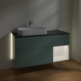 Тумба под раковину Villeroy & Boch Finion 120х50,1 см с подсветкой МДФ оливковый матовый лак/стекло черное матовое G402MTGM