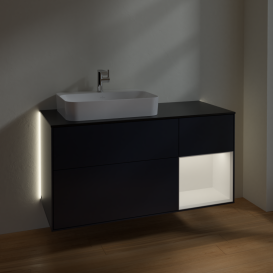 Тумба під раковину Villeroy & Boch Finion 120х50,1 см із підсвічуванням МДФ темно-синій матовий лак/скло чорне матове G402MTHG