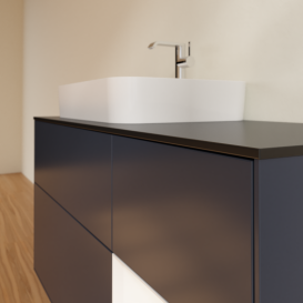 Тумба під раковину Villeroy & Boch Finion 120х50,1 см із підсвічуванням МДФ темно-синій матовий лак/скло чорне матове G402MTHG