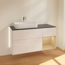 Тумба под раковину Villeroy & Boch Finion 120х50,1 см с подсветкой МДФ глянцевый белый лак/стекло черное матовое G402PCGF