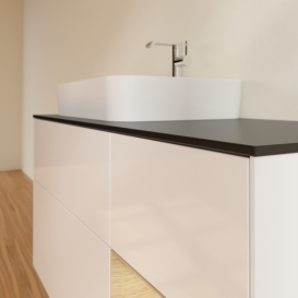 Тумба под раковину Villeroy & Boch Finion 120х50,1 см с подсветкой МДФ глянцевый белый лак/стекло черное матовое G402PCGF