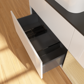 Тумба под раковину Villeroy & Boch Finion 120х50,1 см с подсветкой МДФ глянцевый белый лак/стекло черное матовое G402PCGF