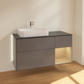 Тумба под раковину Villeroy & Boch Finion 120х50,1 см с подсветкой МДФ антрацит матовый лак/стекло черное матовое G402PCGK