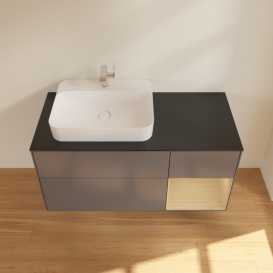 Тумба под раковину Villeroy & Boch Finion 120х50,1 см с подсветкой МДФ антрацит матовый лак/стекло черное матовое G402PCGK