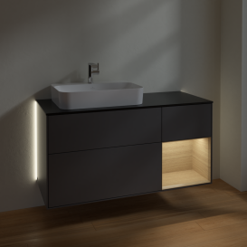 Тумба под раковину Villeroy & Boch Finion 120х50,1 см с подсветкой МДФ антрацит матовый лак/стекло черное матовое G402PCGK