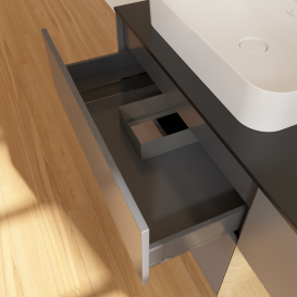 Тумба под раковину Villeroy & Boch Finion 120х50,1 см с подсветкой МДФ антрацит матовый лак/стекло черное матовое G402PCGK