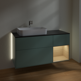 Тумба под раковину Villeroy & Boch Finion 120х50,1 см с подсветкой МДФ оливковый матовый лак/стекло черное матовое G402PCGM