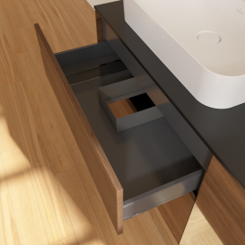 Тумба под раковину Villeroy & Boch Finion 120х50,1 см с подсветкой МДФ шпон грецкого ореха/стекло черное матовое G402PCGN