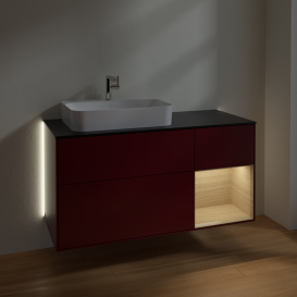 Тумба под раковину Villeroy & Boch Finion 120х50,1 см с подсветкой МДФ пион матовый лак/стекло черное матовое G402PCHB