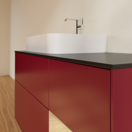 Тумба под раковину Villeroy & Boch Finion 120х50,1 см с подсветкой МДФ пион матовый лак/стекло черное матовое G402PCHB