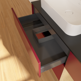 Тумба под раковину Villeroy & Boch Finion 120х50,1 см с подсветкой МДФ пион матовый лак/стекло черное матовое G402PCHB