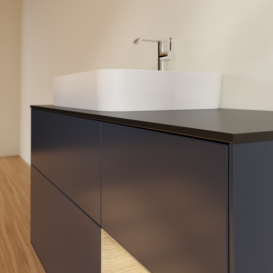 Тумба под раковину Villeroy & Boch Finion 120х50,1 см с подсветкой МДФ темно-синий матовый лак/стекло черное матовое G402PCHG