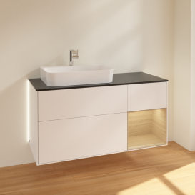 Тумба под раковину Villeroy & Boch Finion 120х50,1 см с подсветкой МДФ белый матовый лак/стекло черное матовое G402PCMT