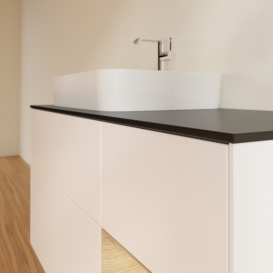 Тумба под раковину Villeroy & Boch Finion 120х50,1 см с подсветкой МДФ белый матовый лак/стекло черное матовое G402PCMT