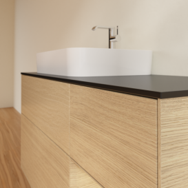 Тумба под раковину Villeroy & Boch Finion 120х50,1 см с подсветкой МДФ шпон дуба/стекло черное матовое G402PCPC