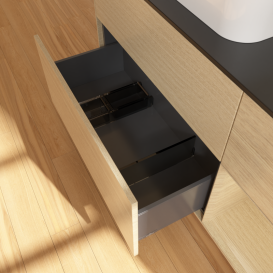 Тумба под раковину Villeroy & Boch Finion 120х50,1 см с подсветкой МДФ шпон дуба/стекло черное матовое G402PCPC