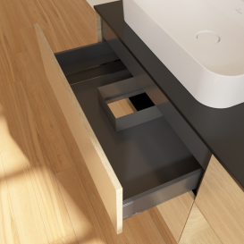 Тумба под раковину Villeroy & Boch Finion 120х50,1 см с подсветкой МДФ шпон дуба/стекло черное матовое G402PCPC