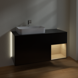 Тумба під раковину Villeroy & Boch Finion 120х50,1 см із підсвічуванням МДФ чорний матовий лак/скло чорне матове G402PCPD